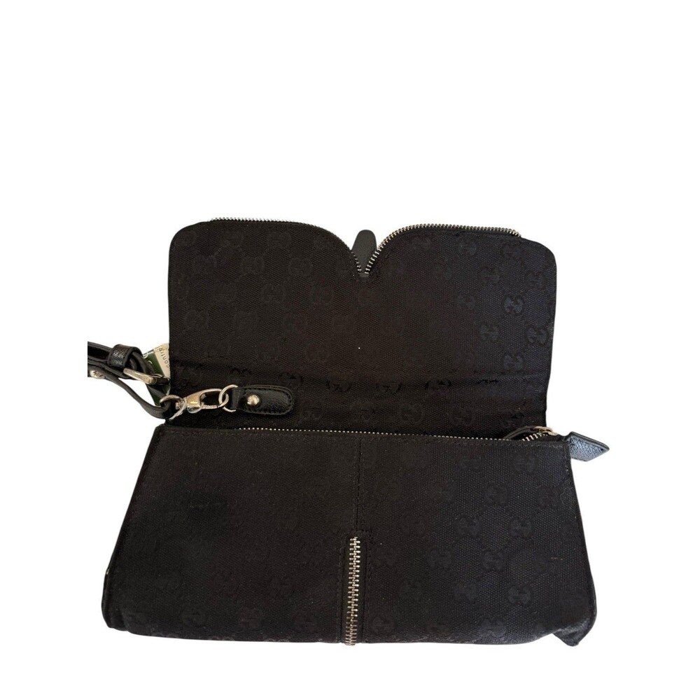 Vintage Gucci Clutch Bag Wristlet Purse Canvas Black Original Tag Attached - Picture 9 of 9